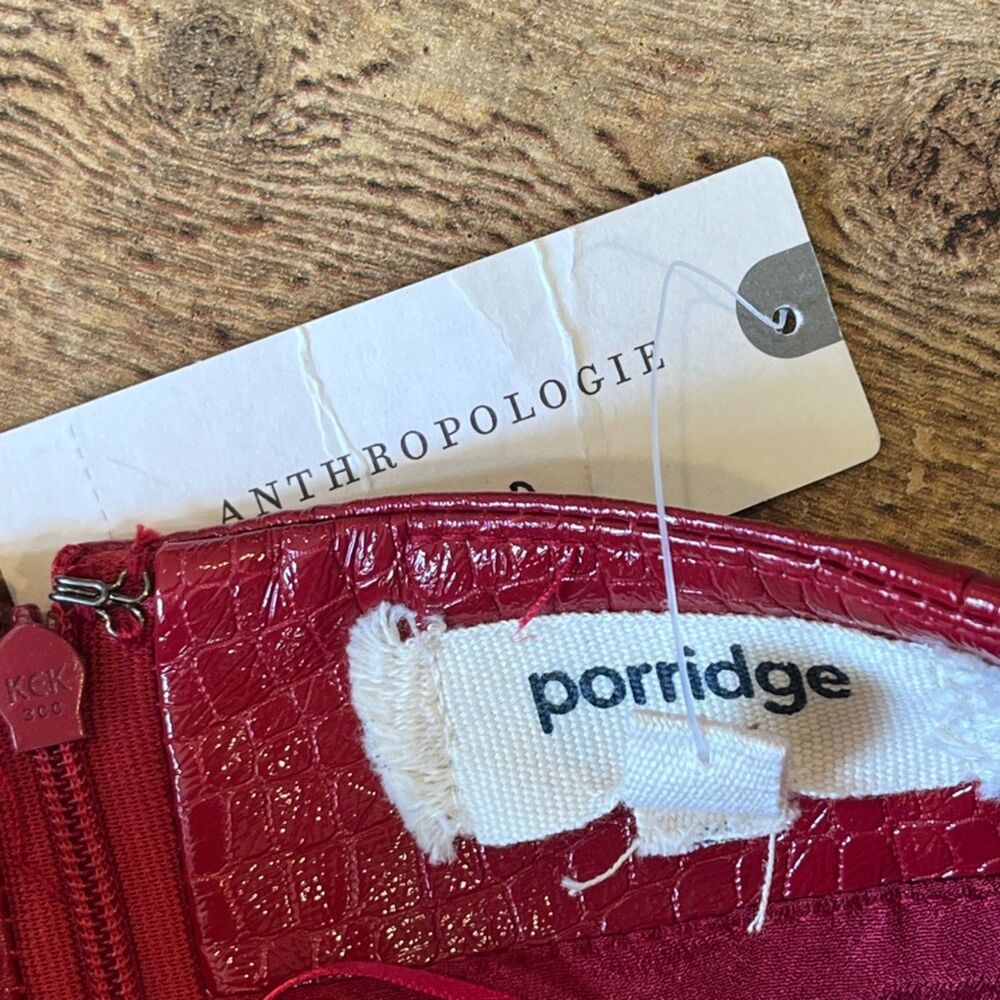 Porridge Anthropologie NEW with flaw Red Faux Snakeskin Mini Skirt XS Shiny - Picture 7 of 10